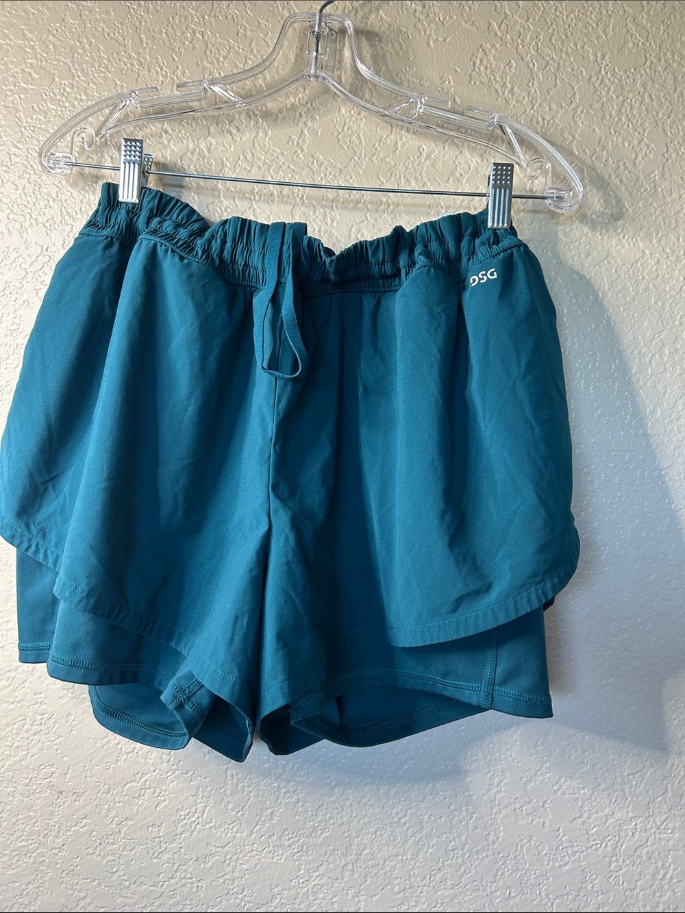 DSG Teal Layered Running Shorts for Women Size 2XL. Color Teal Ocean